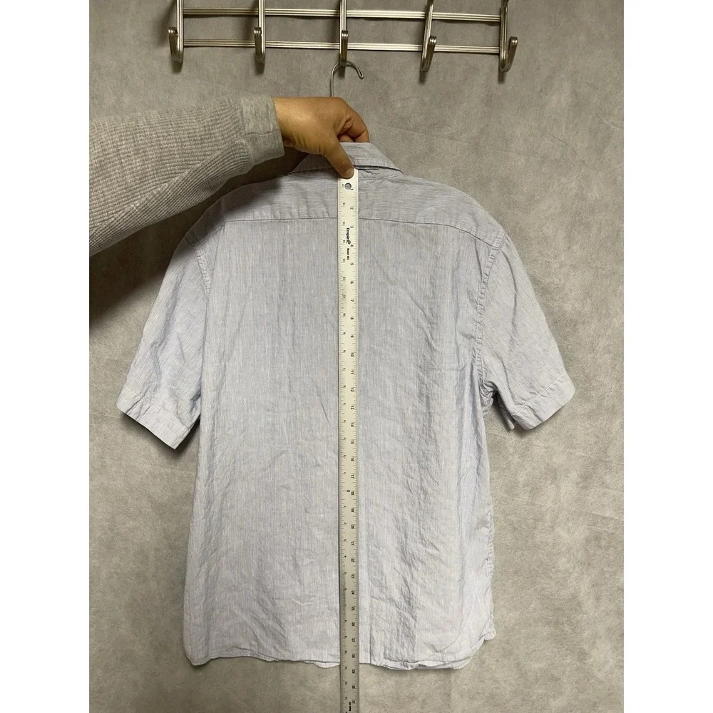Banana Republic Shirt Men L Blue Linen Cotton‎ Button Up Casual Academia Preppy